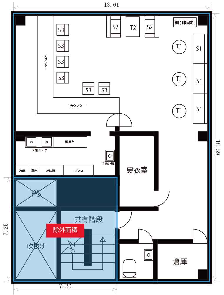 求積図壁芯面積図面作成の書き方